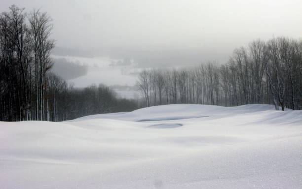 Rolling golf course in winter stock photo