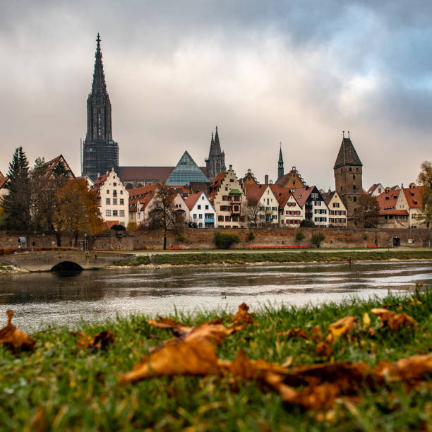 skyline of Ulm, at the Danube