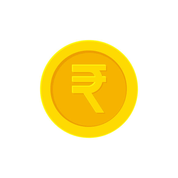 Indian Rupee Golden Coin Flat Icon Isolated On White Vector Illustration  Stock Illustration - Download Image Now - iStock