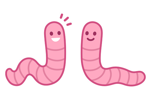 Cute cartoon earthworms
