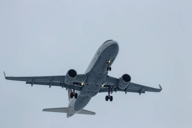 istock An airplane landing or starting - no logos or brands 1192705665