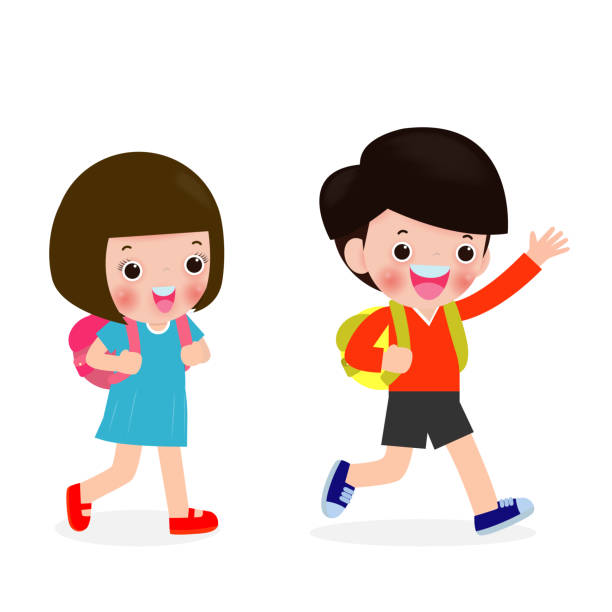 istock kids go to school isolated on white background vector illustration 1192708403