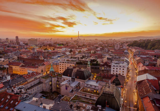 istock Zagreb cityscape aerial sunset. 1192711115