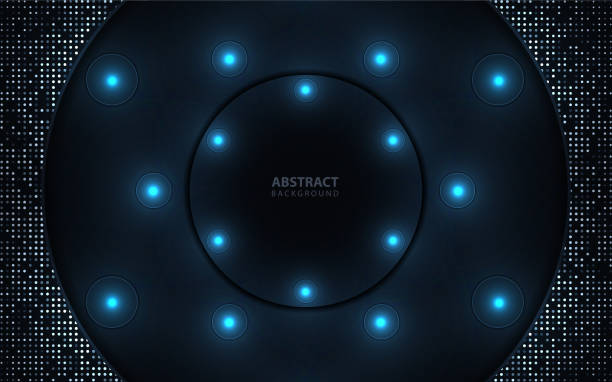 istock Luxury dark blue paper shapes background with glitter silver decoration 1192713748