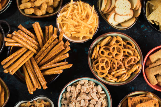 istock Salty snacks served in bowls 1192721628