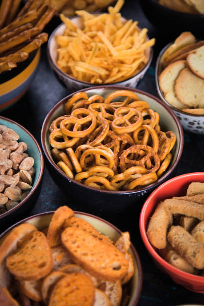 istock Salty snacks served in bowls 1192721996