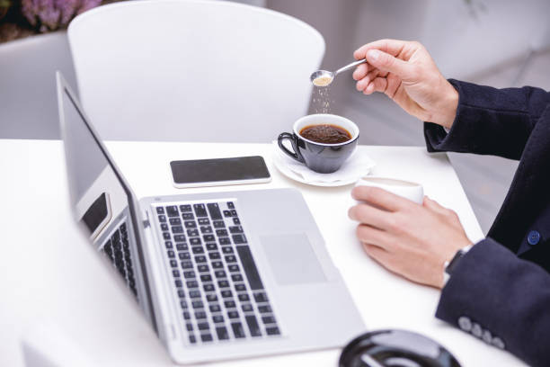 istock Kind male person going to drink coffee 1192722046