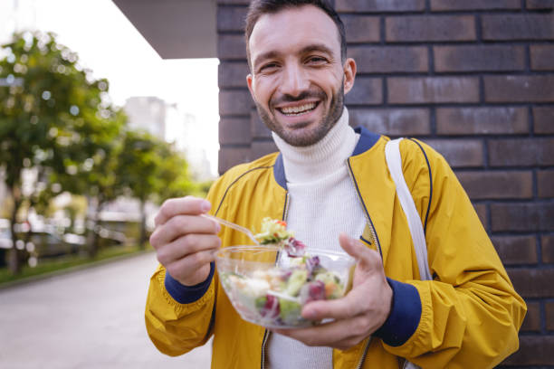istock Happy young man going to have lunch 1192723022