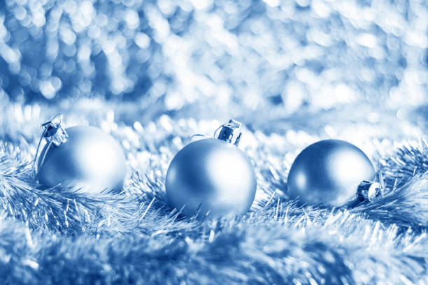 Christmas balls on shiny background stock photo