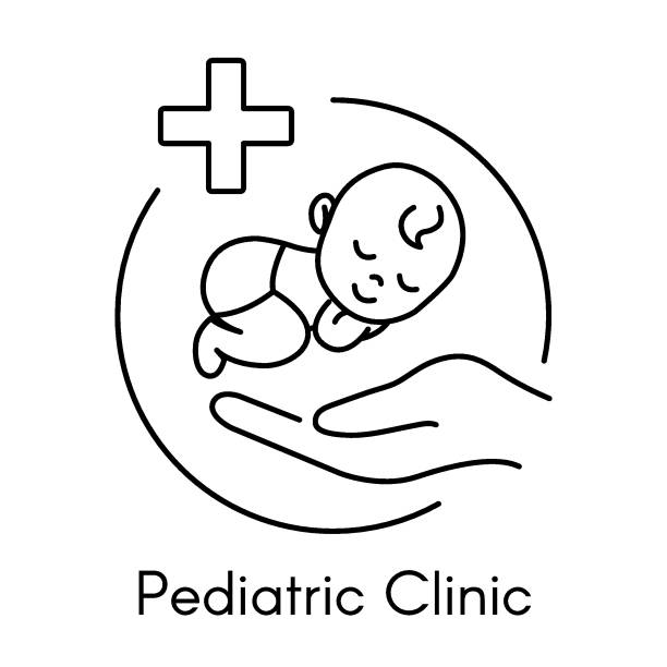ilustraciones, imágenes clip art, dibujos animados e iconos de stock de recién nacido a mano. clínica pediátrica. aislado - pediatra