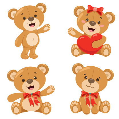 Nhiều Tư Thế Khác Nhau Của Cartoon Teddy Bear Hình minh họa Sẵn có - Tải  xuống Hình ảnh Ngay bây giờ - Gấu bông, Gấu con, Vector - iStock