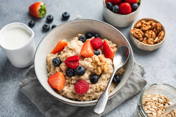 istock Oatmeal with berries in bowl 1192729331