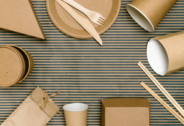 Fast food paper packaging and disposable tableware set.