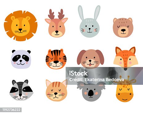 154,826 Cute Animal Faces Illustrations & Clip Art - iStock | Animal vector