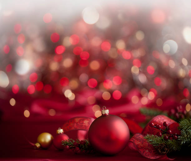 istock Christmas Red Baubles Background 1192737661