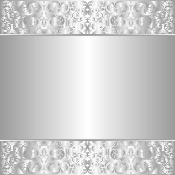 background silver background with decorative pattern and copy space silver background stock illustrations