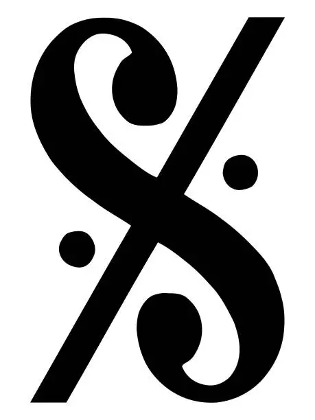 Vector illustration of Black music Segno Teken sign on white background