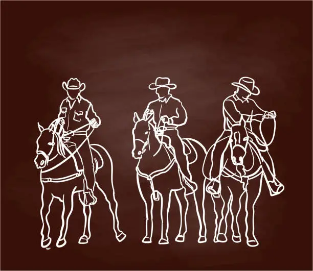 Vector illustration of Cowboys Side By Side Chalkboard