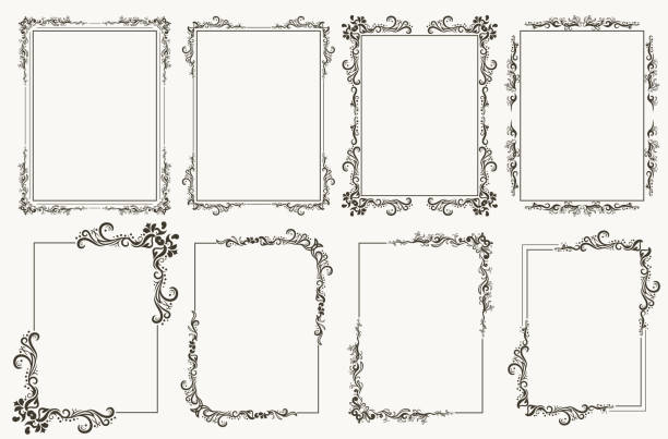 zestaw ramek kaligraficznych. obramowanie narożników ozdobnymi ramkami. wektor - flourishes corner flower floral pattern stock illustrations