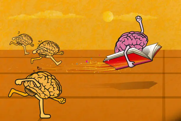 Vector illustration of Race of Cartoon Brains