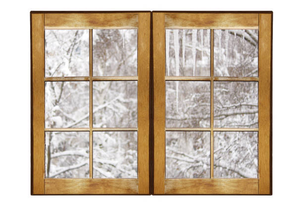 istock Village window with winter view 1192745782
