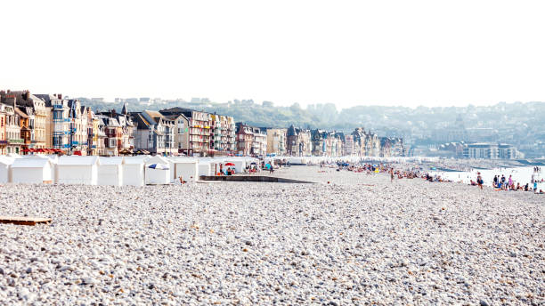 Popular beach of Mers Le Bains, Normandy, France