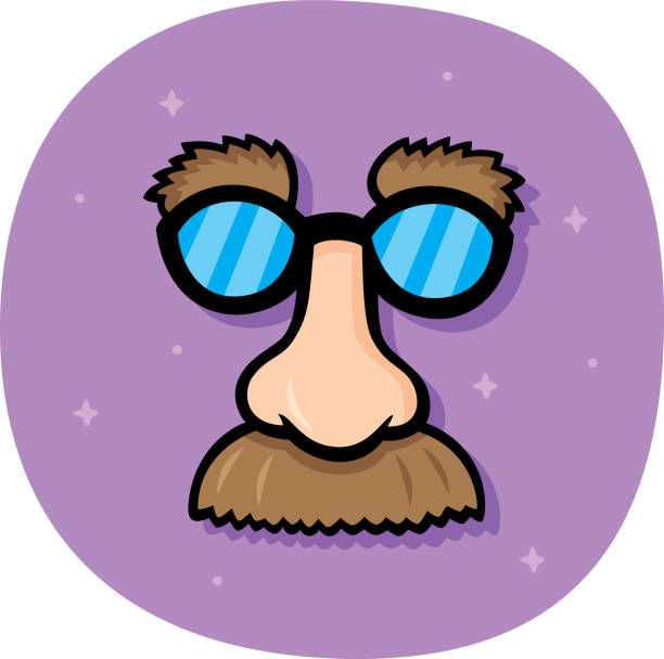 Disguise Doodle Vector illustration of a hand drawn disguise with fake nose, mustache and glasses against a purple background. groucho marx disguise stock illustrations