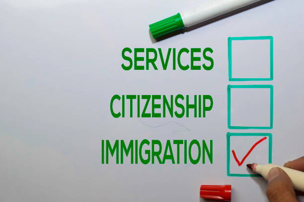 istock Services. Citizenship, Immigration with red checklist write on white board background. 1192767148