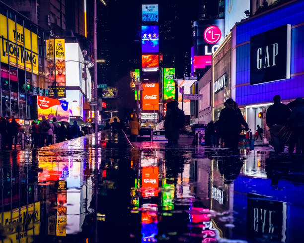 times square - times square billboard street night - fotografias e filmes do acervo