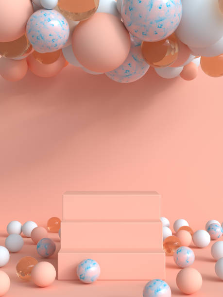 istock pink/orange scene abstract 3d render blank podium 1192779654