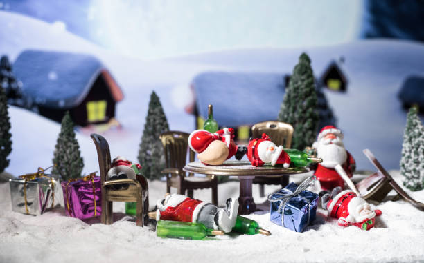 istock Alcoholic Santa Drinking a Wine Bottle. Creative concept 1192779714