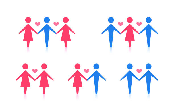 A set of different couple. Abstract sexuality icon. A set of different couple. Abstract sexuality icon. Vector Illustration lesbian affair stock illustrations