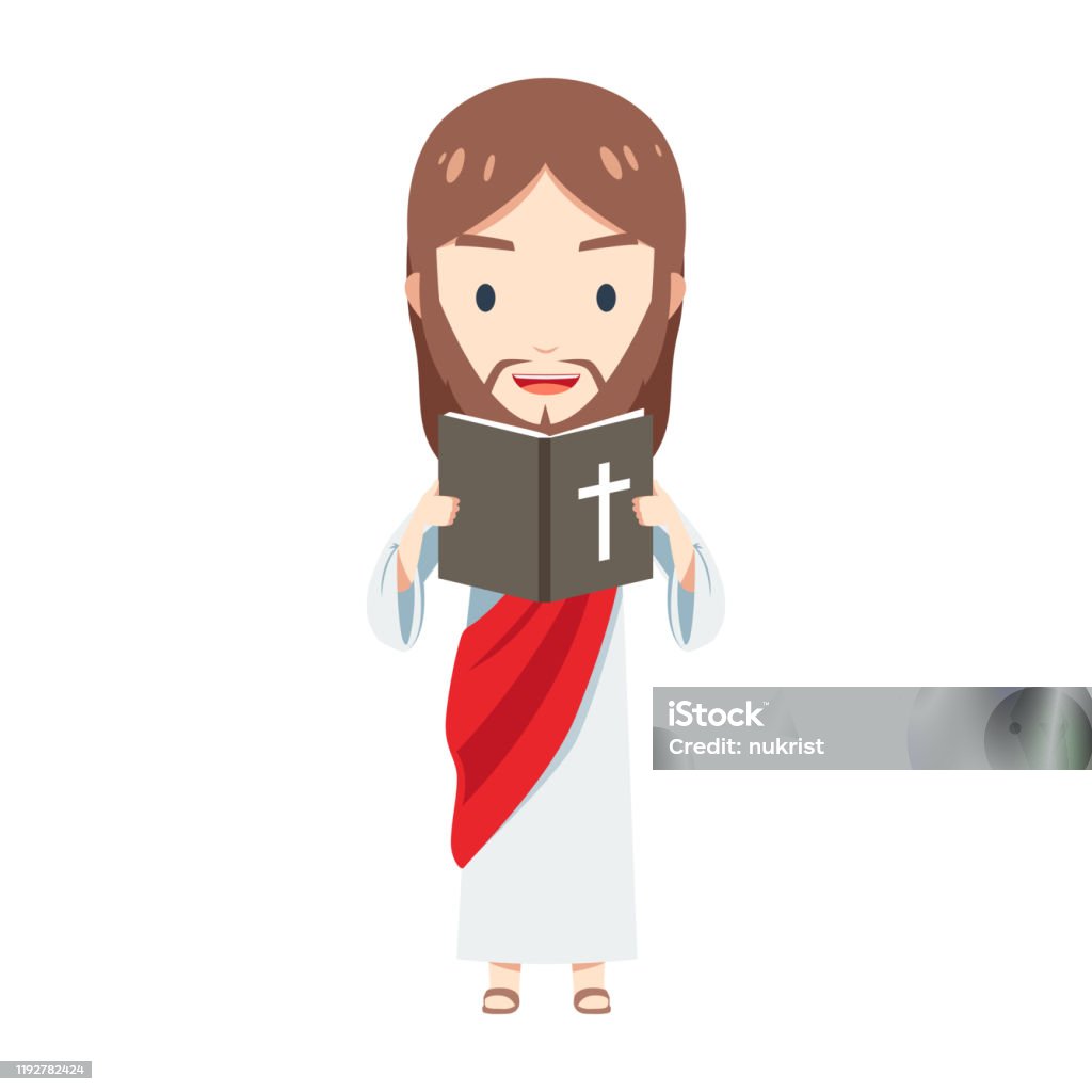 Chúa Giêsu Dễ Thương Đang Đọc Kinh Thánh Minh Họa Vector Bị Cô Lập ...