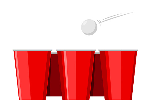 beer pong with red cup. Isolated Vector Illustration