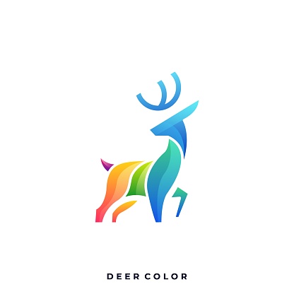 Deer Run Illustration Vector Template. Suitable for Creative Industry, Multimedia, entertainment, Educations, Shop, and any related business.