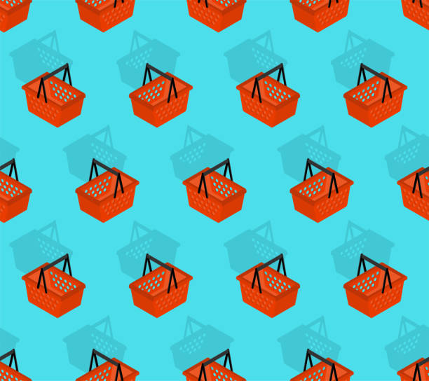 istock Shopping basket pattern seamless. Geometric supermarket basket background 1192791367
