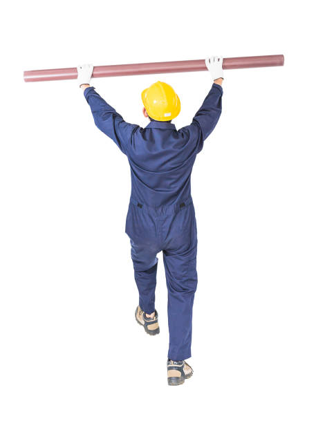 istock Young handyman in uniform Cutout isolated on white background 1192792304