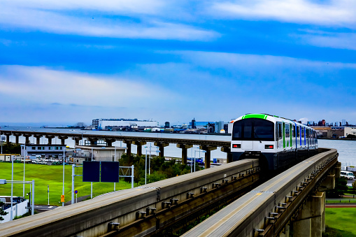 Tokyo Monorail line at Haneda International Airport,Japan Express train to the Haneda airport.