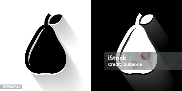 istock Pear  Black and White Icon with Long Shadow 1192802462