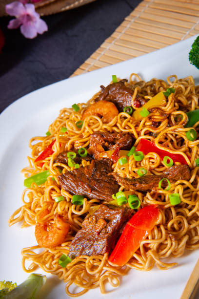 istock Fried Mie noodles with beef and vegetables. 1192806944