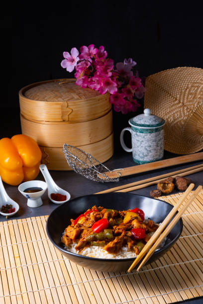 istock Hot roasted chicken with rice and vegetables 1192808200
