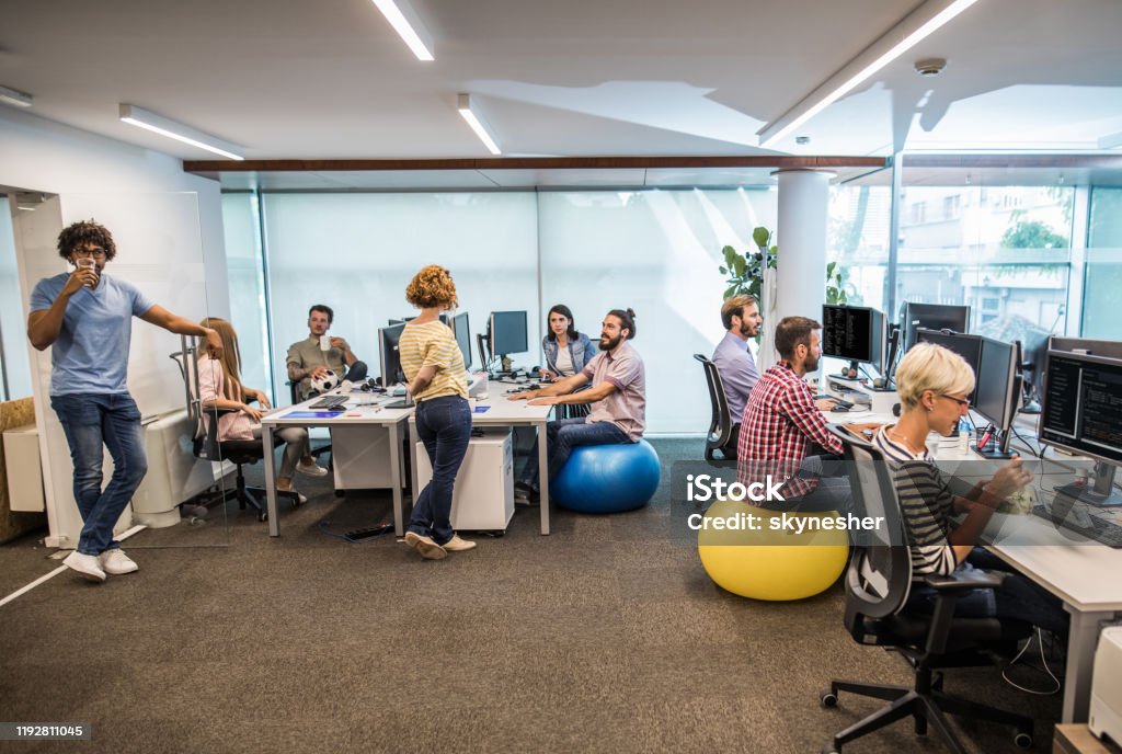 Computer Group Work Large Group Of Computer Programmers Cooperating While Working In The ...