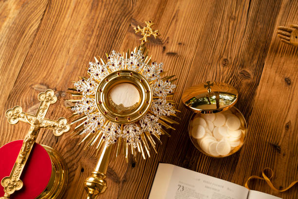 istock Catholic religion symbols. 1192813800