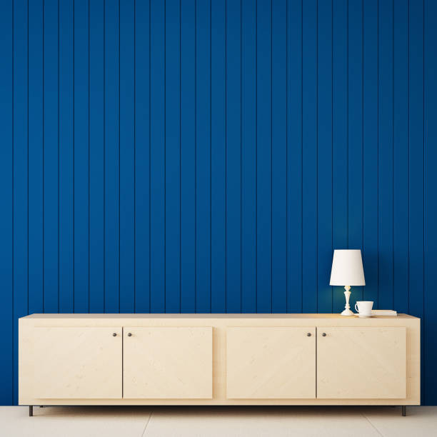 istock Classic blue wall color for home & interior / 3D rendering 1192819206