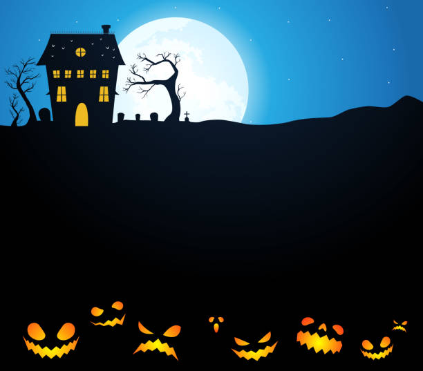 istock Halloween spooky House in the dark blue night 1192819715