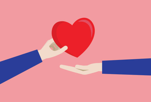 A couple gives a red heart Adult, Affectionate, Aspirations, Beauty, Lover, Love pink promise stock illustrations