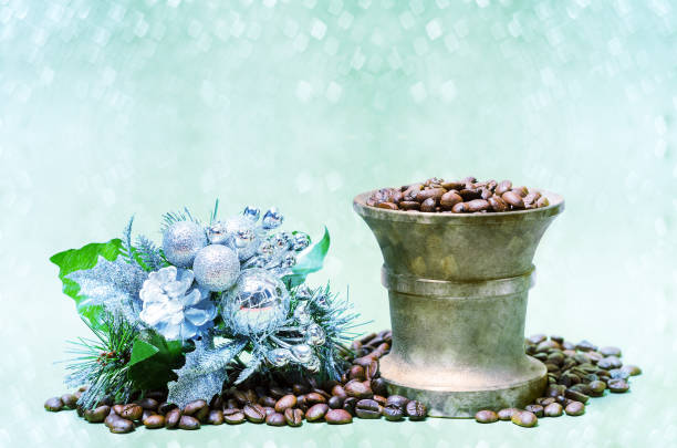 istock Coffee beans on a festive New year background 1192824292