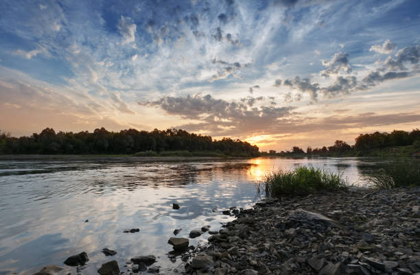 istock Summer landscape with dawn over the river 1192826306