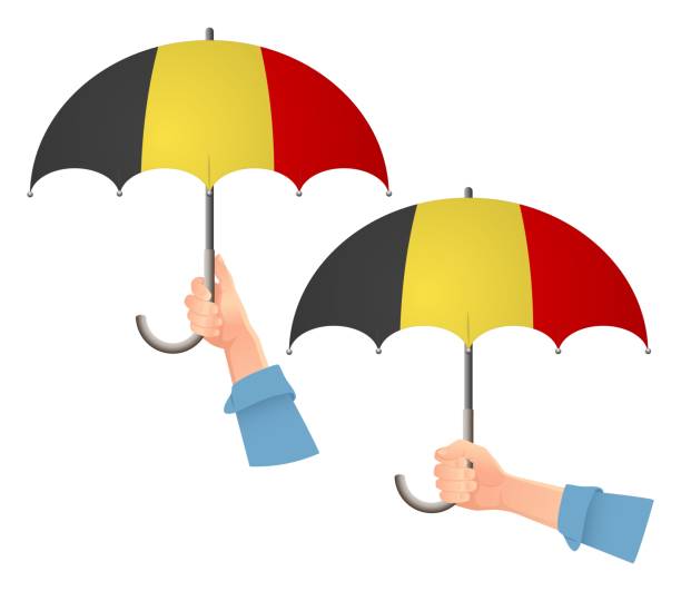 ilustrações, clipart, desenhos animados e ícones de guarda-chuva da bandeira de bélgica - belgium belgian flag flag shield