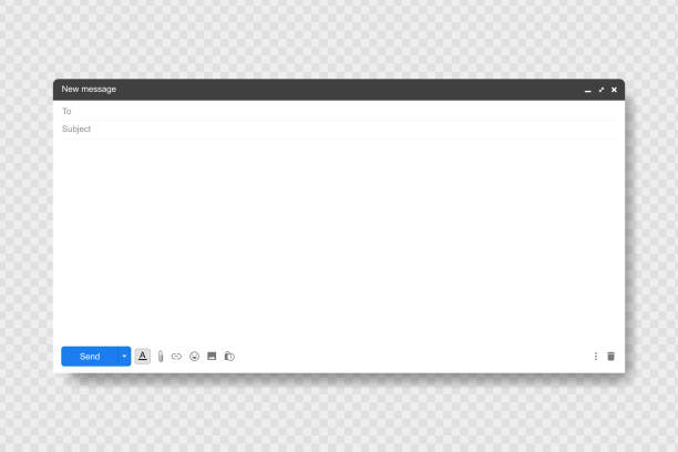 ilustrações de stock, clip art, desenhos animados e ícones de blank window of email, template vector illustration. email message window. modern flat style. - e mail
